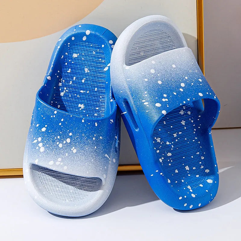 Gradient colour PVC summer slippers for children with non-slip soles