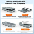 Silver and grey aluminium Thunderbolt 4 M.2 NVMe SSD external enclosures, one with a cooling fan.
