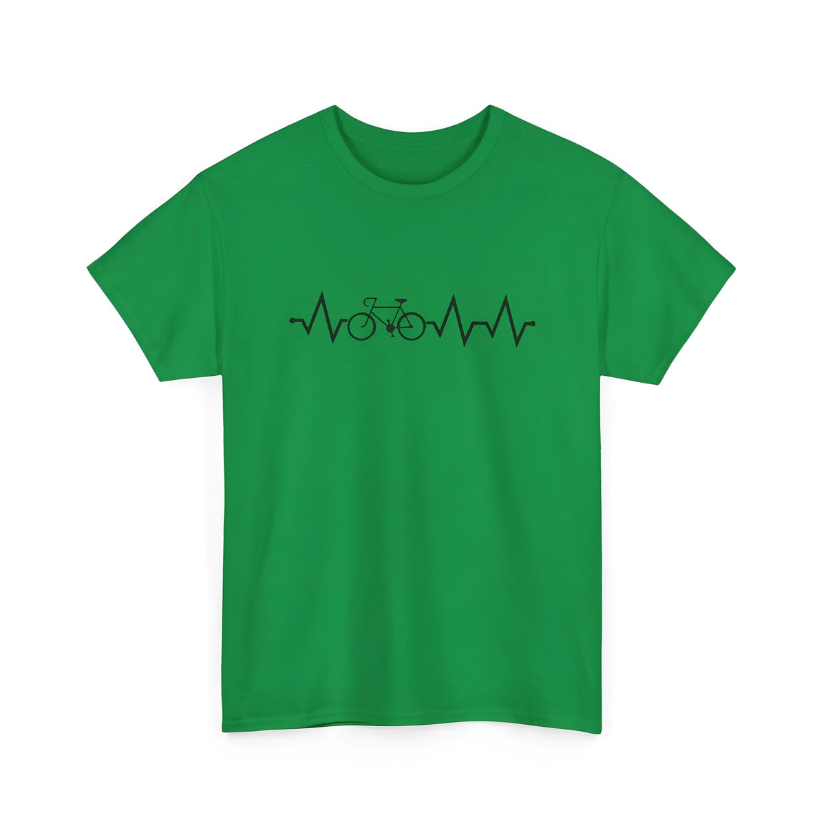 Green cotton short-sleeve T-shirt with printed letter design showing fresh casual style
