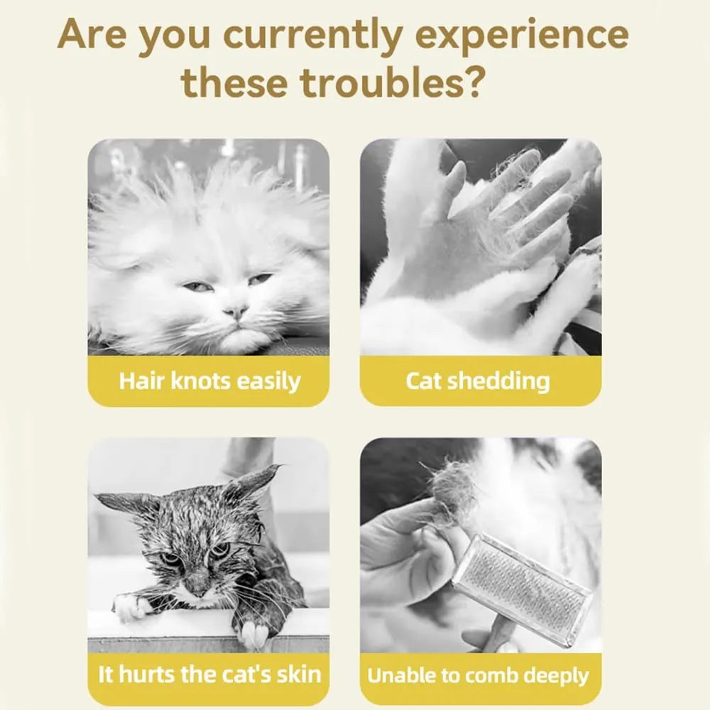 Green and yellow rechargeable silicone steam brush for grooming cats and dogs on a white background.