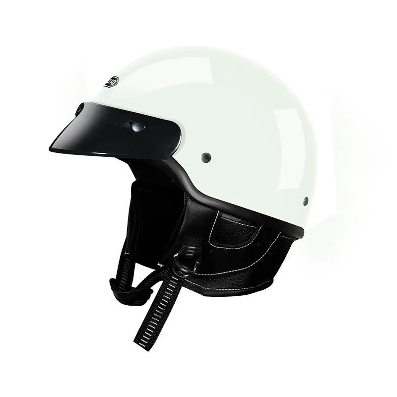Retro style motorcycle helmet in ABS plastic, shown in cement grey colour.