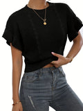 Twisted string ruffle sleeve knitted pullover sweater in Japanese Korean casual style