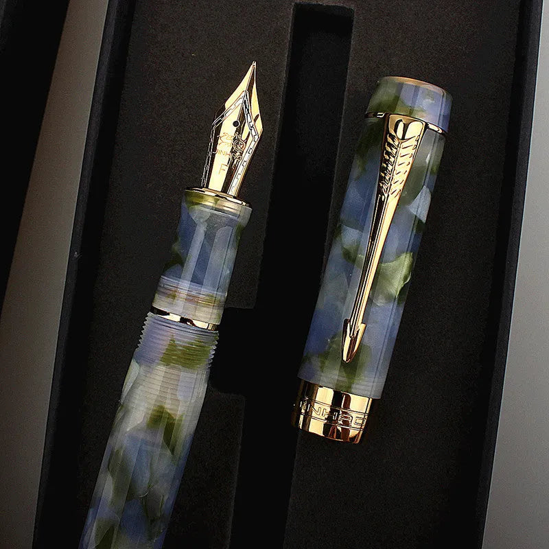 Deep bath green metal ballpoint pen showing three tip size options: 0.5mm, 0.7mm and 1.0mm