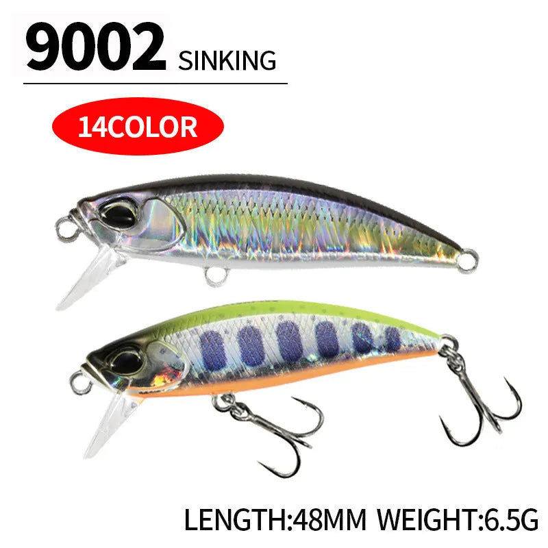 Japanese submerged mino hard plastic fishing lure, 48mm long, for mandarin fish and snakehead.