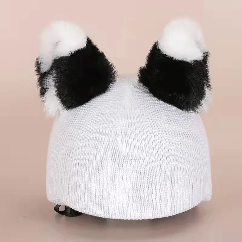 Cartoon character plush fabric helmet ear decoration cover for medium-sized helmets.