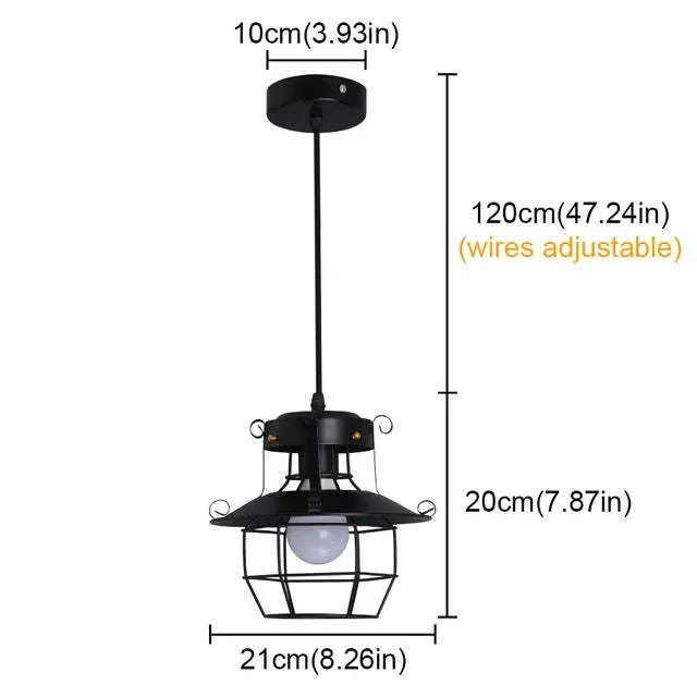 Iron retro single-head lantern droplight pendant lamp for restaurant or corridor.
