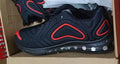 Men's black casual shoes with air cushion design, lace-up front, and thick sole for outdoor running