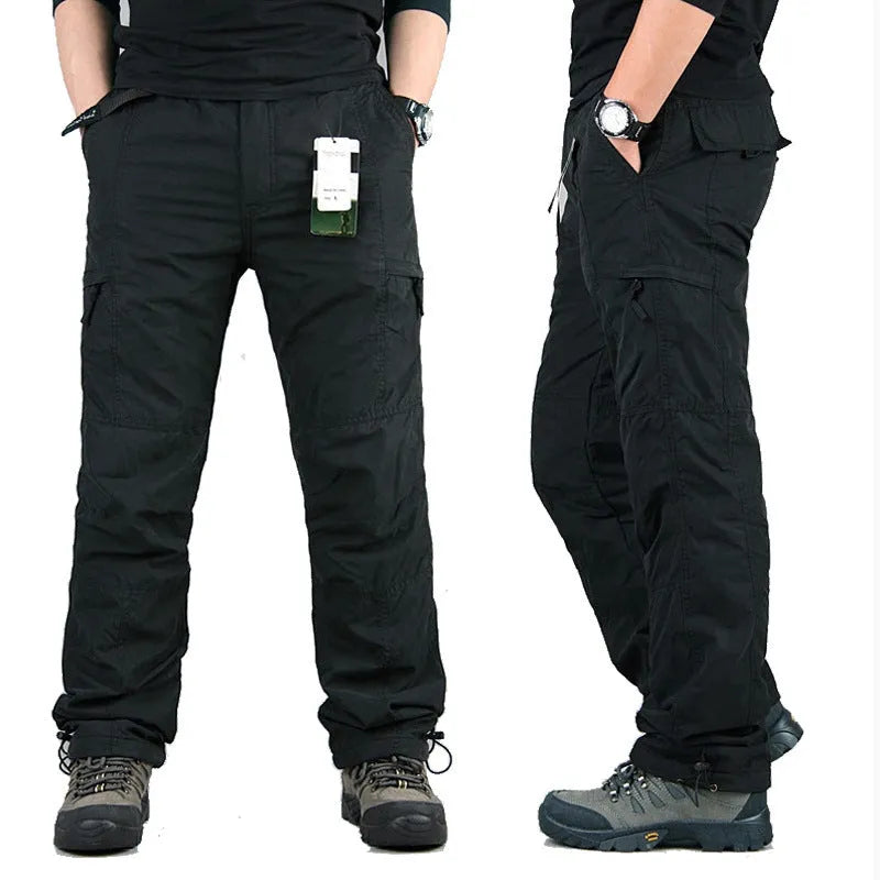 Men's cotton overalls with wool lining in loose straight-leg design