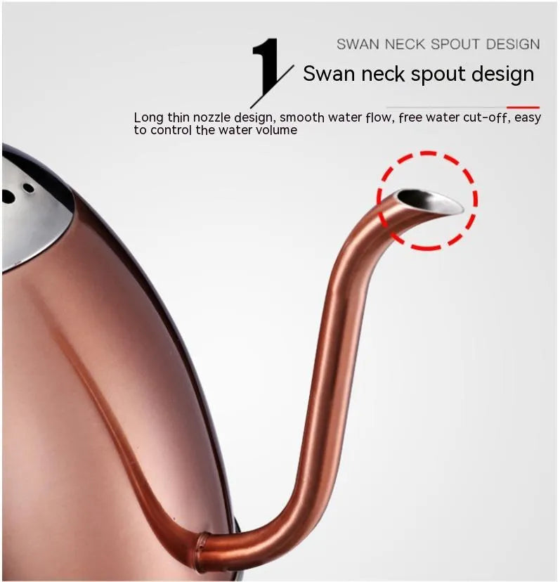 Gold full-automatic stainless steel kettle with touch control panel on a kitchen counter.