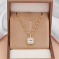 Gold titanium steel clavicle necklace with quadrilateral zircon pendant on water wave chain