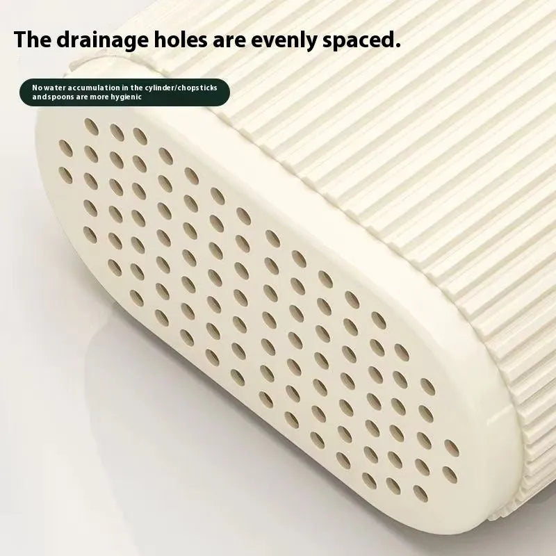 Plastic wall-mounted chopsticks cage with drainage holes in beige colour