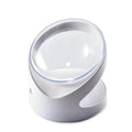 White elevated cat food bowl with tilted anti-vomit design for ergonomic feeding