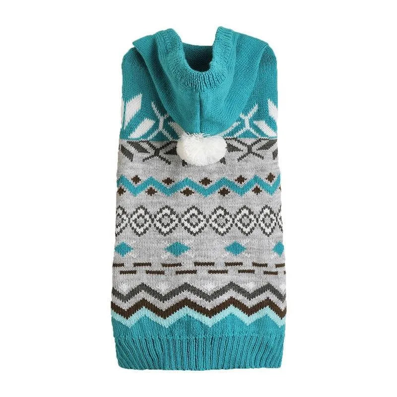 Green diamond pattern knit sweater on a small dog, showing the classic design and fit.