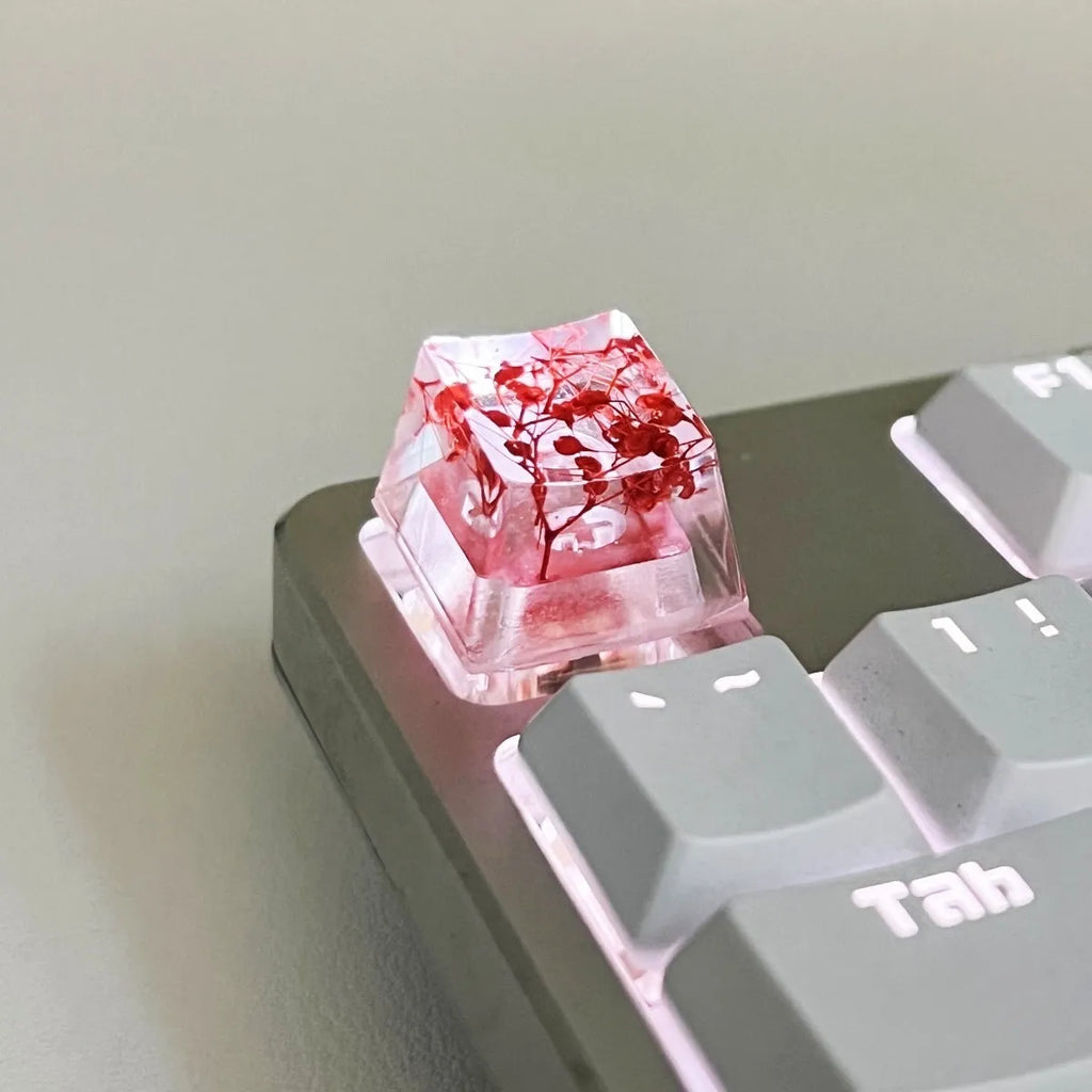 Resin transparent starry sky keycap for mechanical keyboards in red, pink, green, violet colours