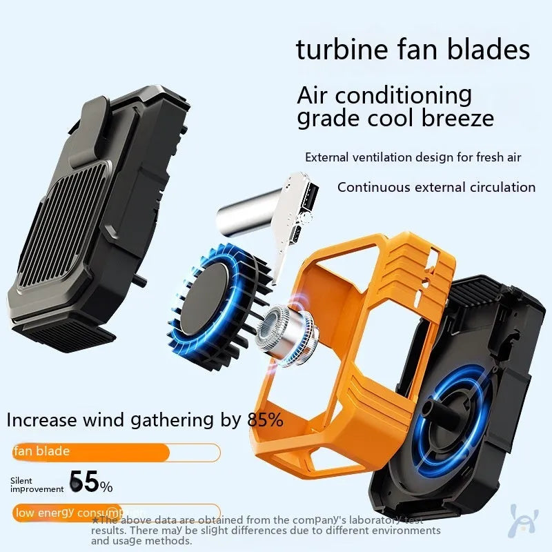 Green wrist hanging fan with light and USB port, shown with adjustable strap.