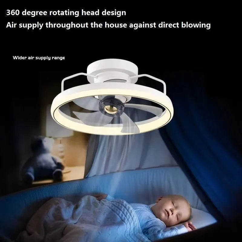 Modern ceiling fan with integrated light fixture showing 50cm diameter and acrylic lampshade