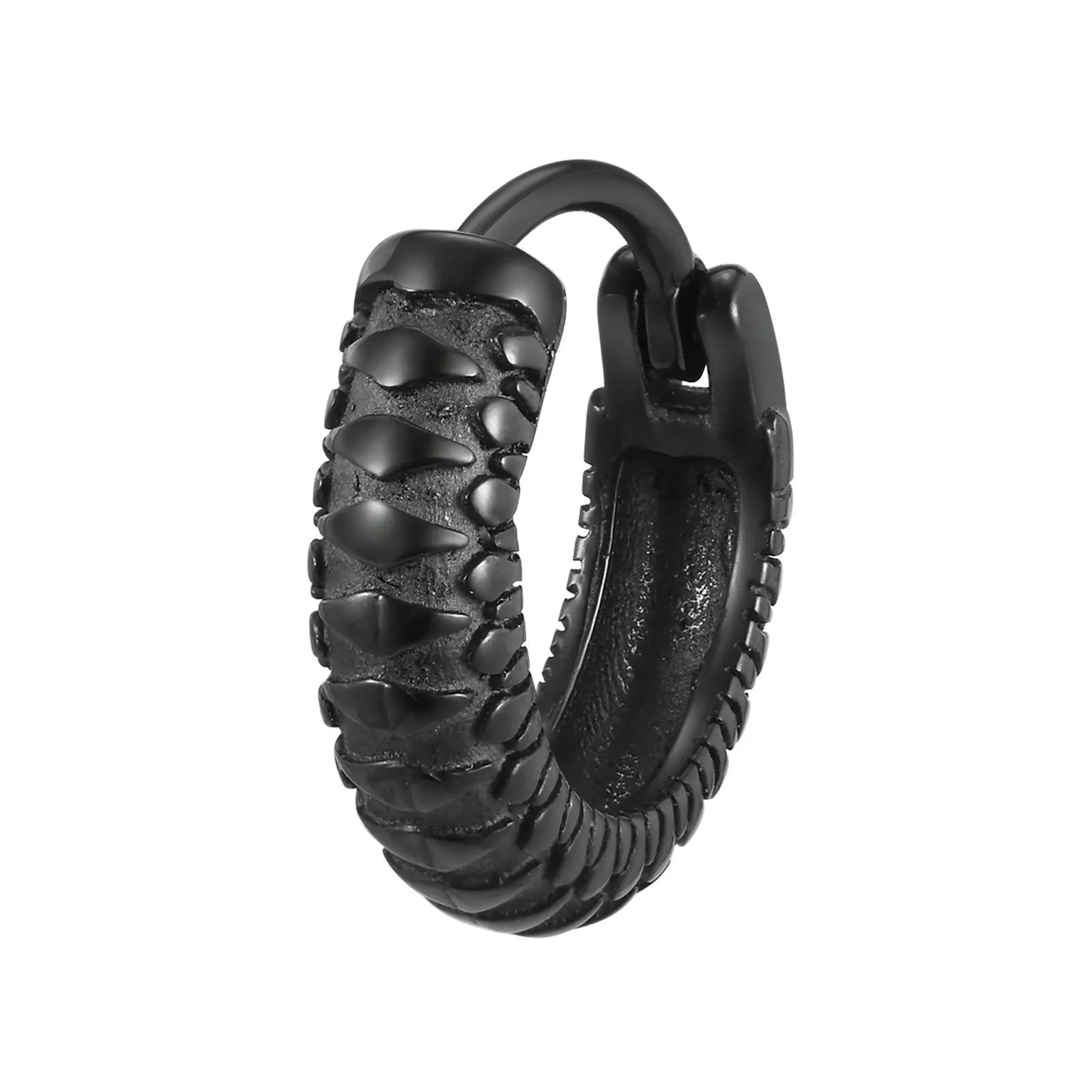 Stainless steel snake pattern ear ring in black or gold colour with simple design