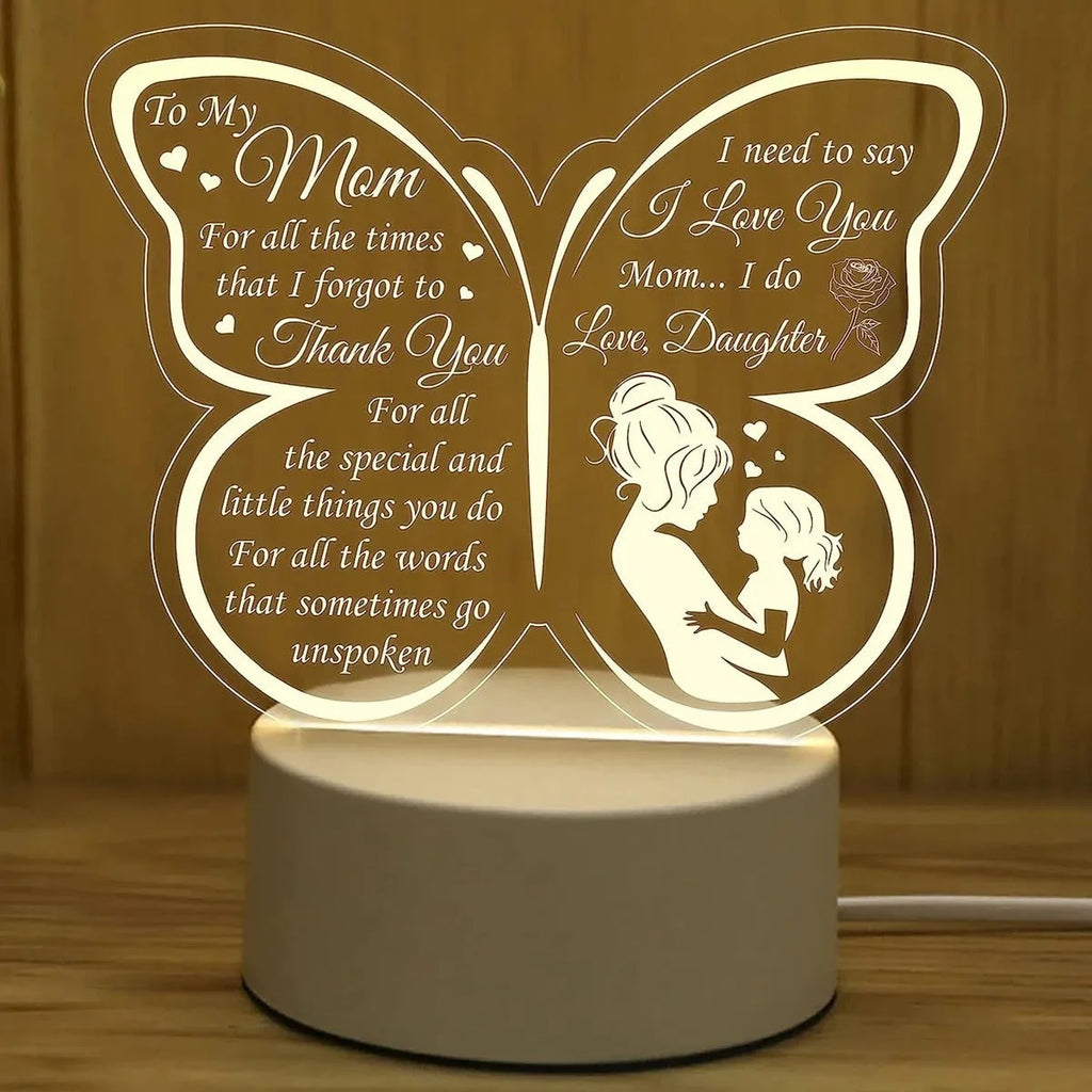 Heart-shaped acrylic table lamp with touch switch and 160mm diameter