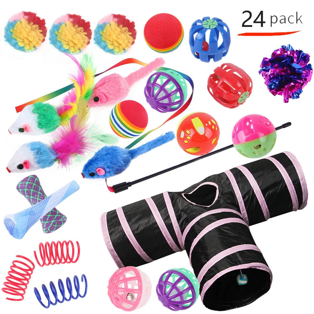Plastic cat channel toy maze with colourful tracks and accessories for feline play