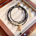 Women's blue sand stone three-ring bracelet with multi-layer design and gold colour details
