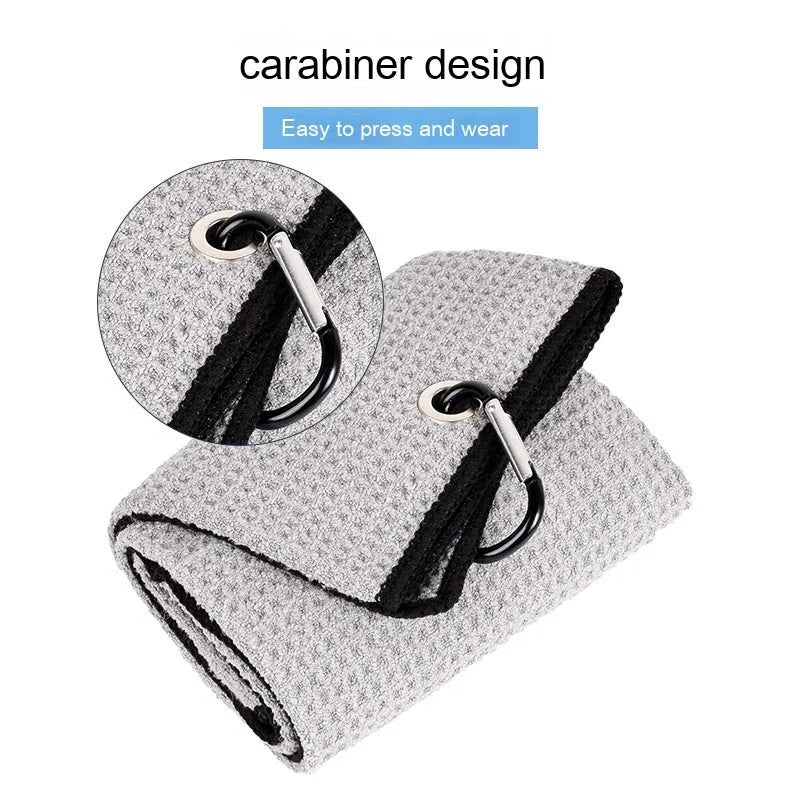Waffle weave golf ball cleaning cloth towel showing textured surface in selected colour