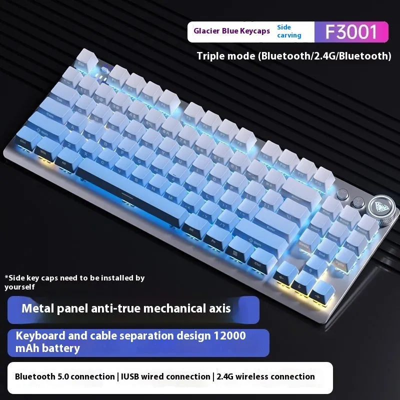 Tarantula wireless mechanical keyboard with side engraving and metal case, showing multiple colour options.