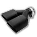 Black carbon fibre double outlet car exhaust silencer tail nozzle measuring 250mm in length