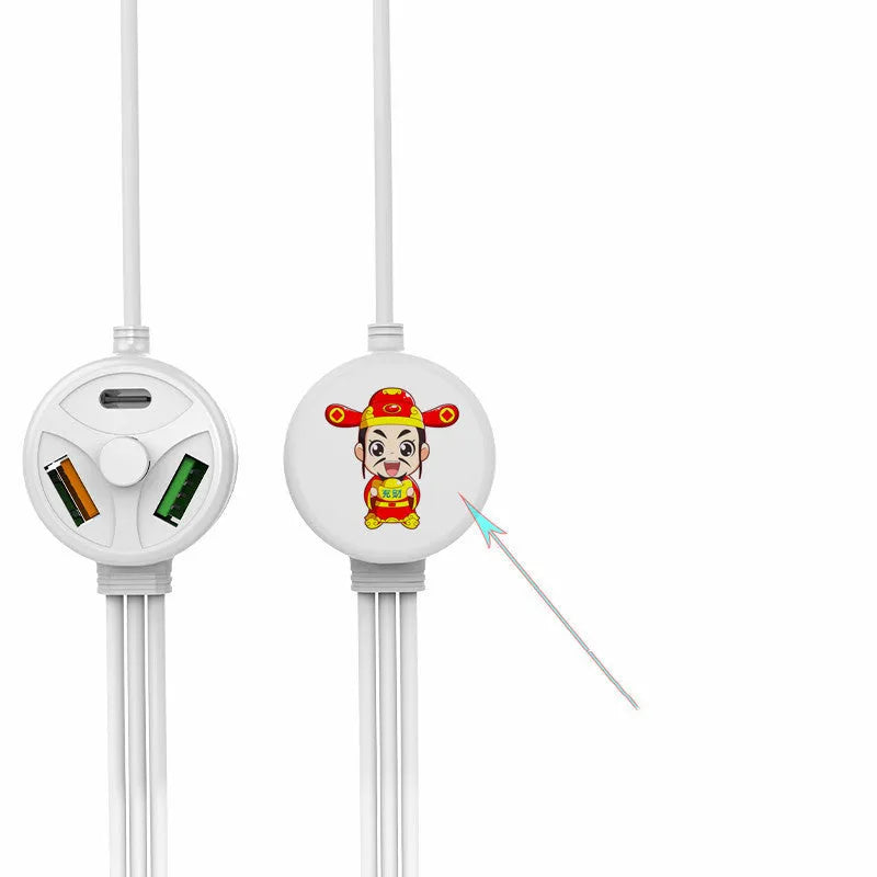 1.2 metre PD fast charge cable with USB, Mini USB, Micro USB, and TYPE-C interfaces