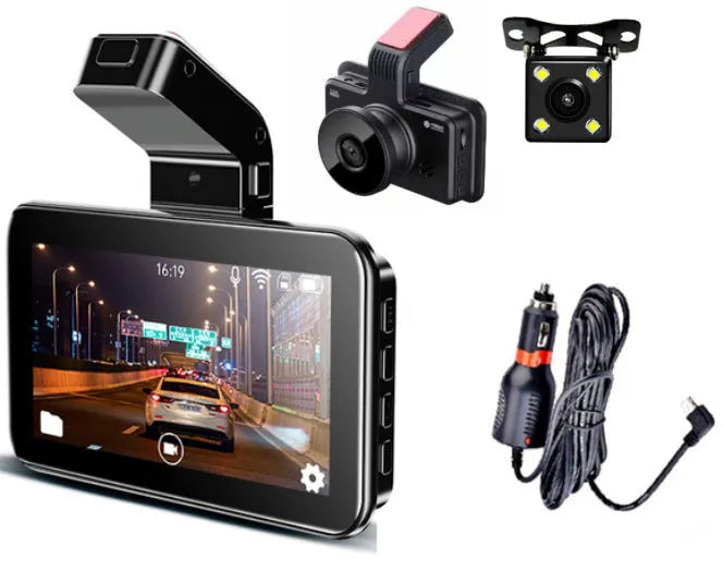 3-inch HD car DVR dashboard camera with double lens system for front and rear recording