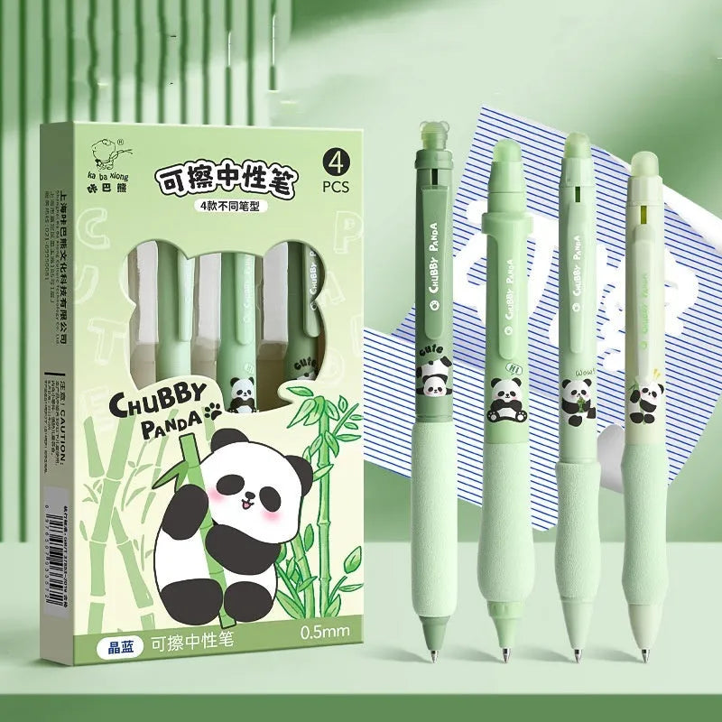Cartoon-themed erasable gel pen with 0.5mm tip and friction eraser in various designs