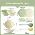Seven-piece solid colour ceramic tableware set with modern Japanese design in gift box packaging