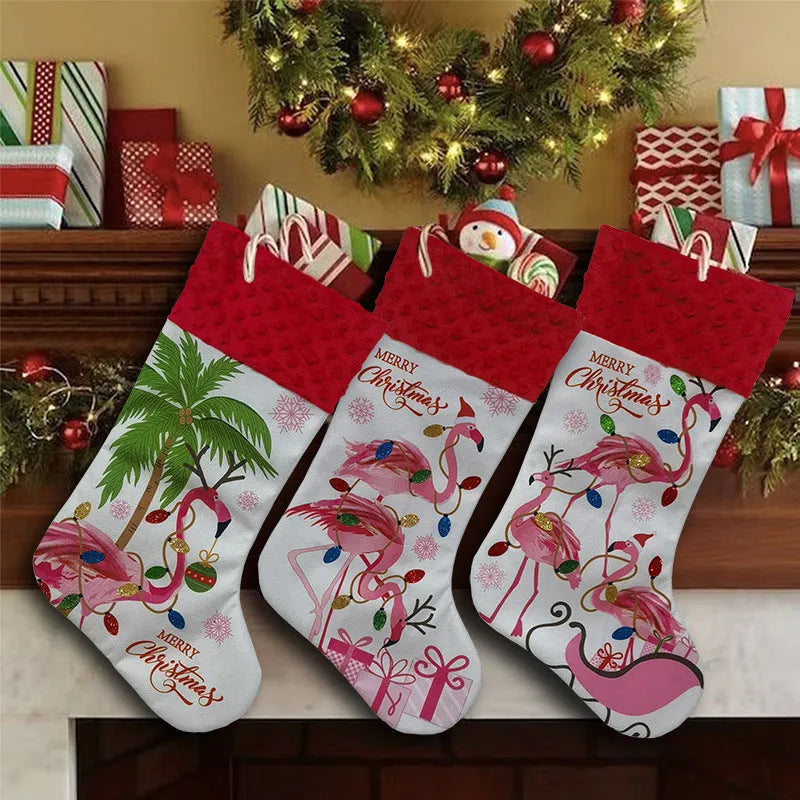 Cloth Christmas stocking decoration with American style design measuring 46cm by 28cm