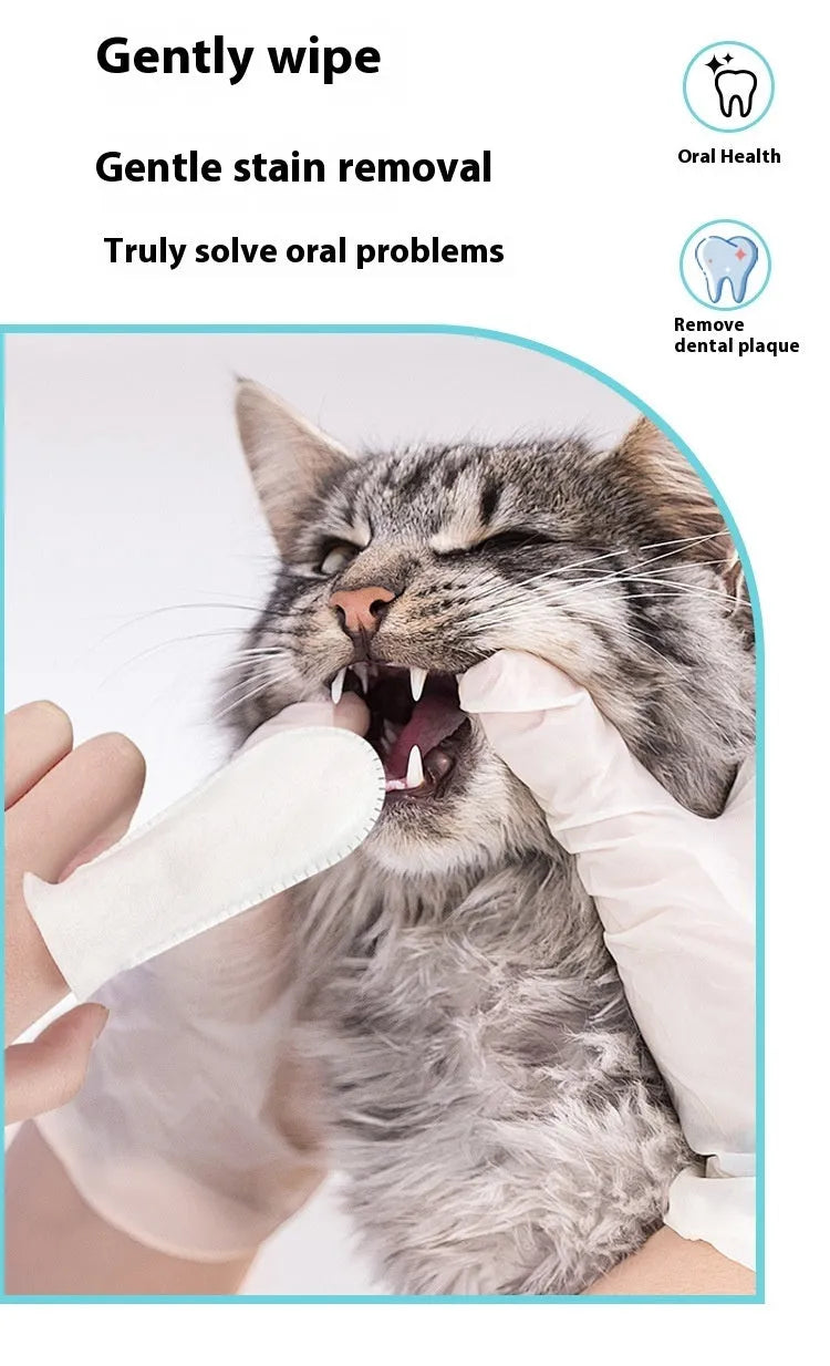 Pack of 50 non-woven fabric pet dental cleaning finger stalls for cats and dogs