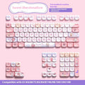 Sweet cotton candy coloured PBT keycaps for mechanical keyboards with cherry MX switches