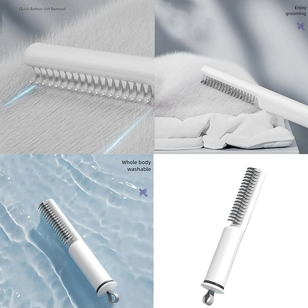 Pink and white stainless steel dog dematting comb with ergonomic handle for removing knots and mats
