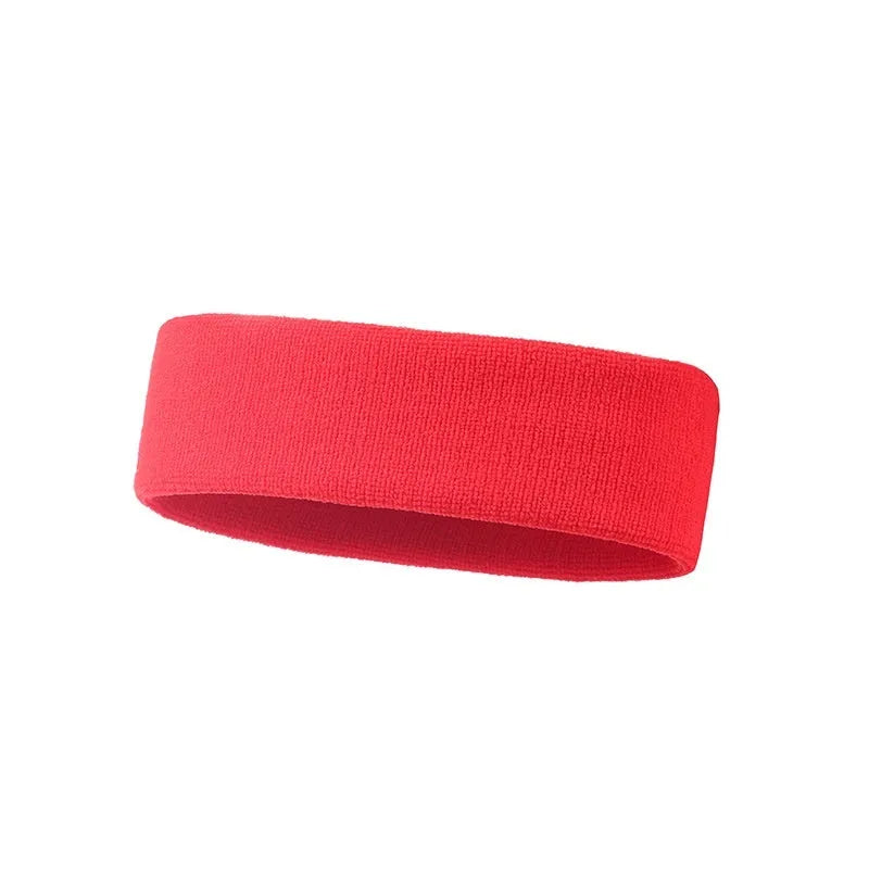 Solid colour elastic sports sweatband for running and gym workouts.