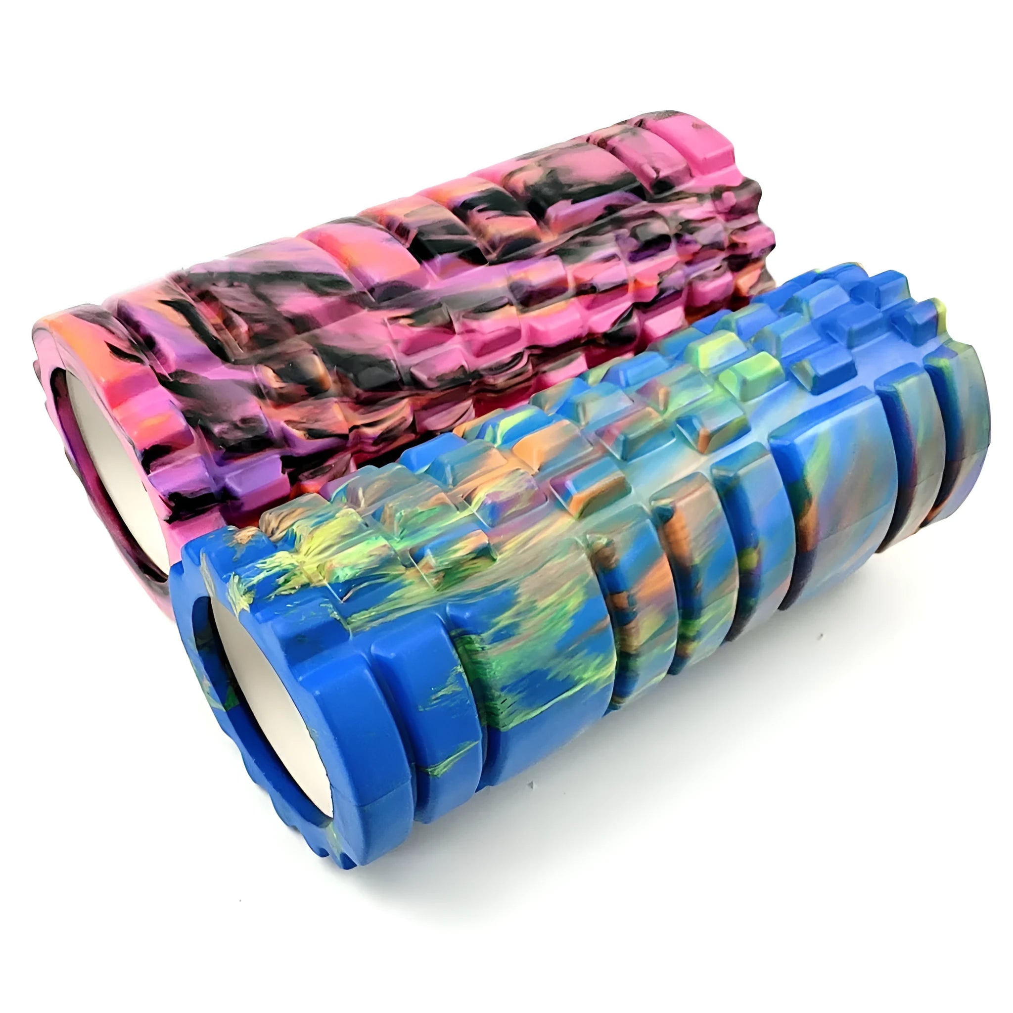 33cm camouflage pattern EVA foam roller in blue green yellow colour variant