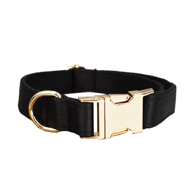 Dog collar and leash set with chest harness, coordinating vest and bow accessory in cloth material