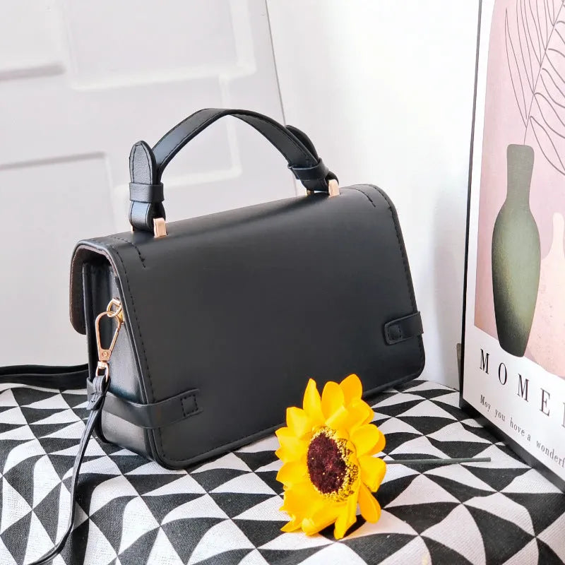 Retro square crossbody bag with floral stitching and plaid patterns in apricot colour