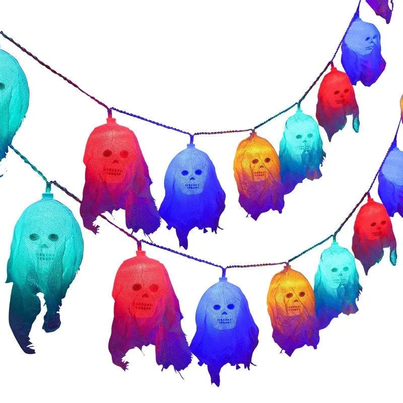 Halloween coloured LED fairy lights with battery box for indoor wall decoration.