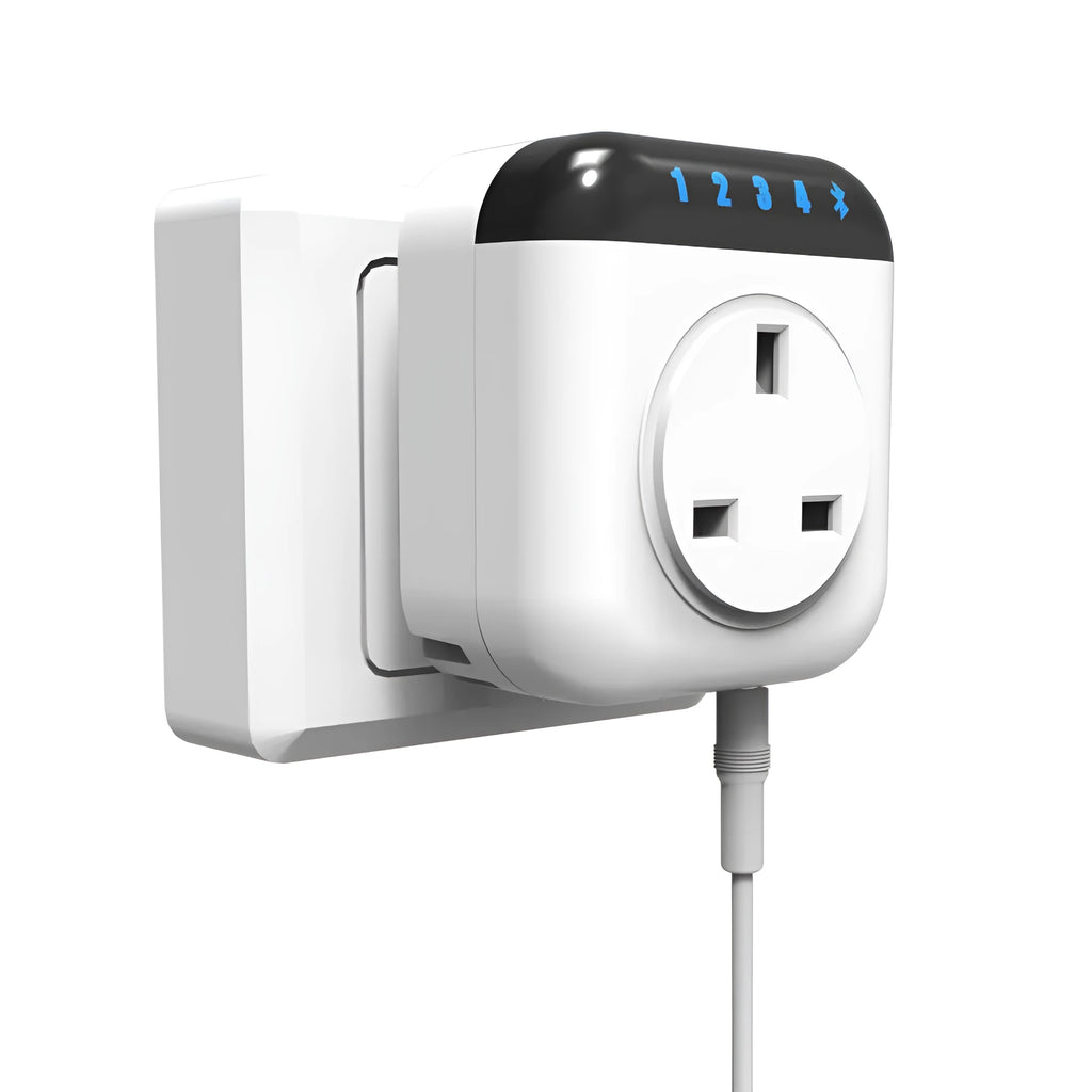 White Tuya WiFi smart temperature control socket with US 3-pin outlet and temperature sensor probe