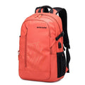 Casual plaid pattern computer backpack with a curved shoulder strap, shown in blue colour.