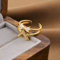 Gold geometric open ring with Korean fashion styling and adjustable design