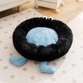 Blue plush pet bed with raised bolster edge, shown in a large size for dogs up to 15kg.