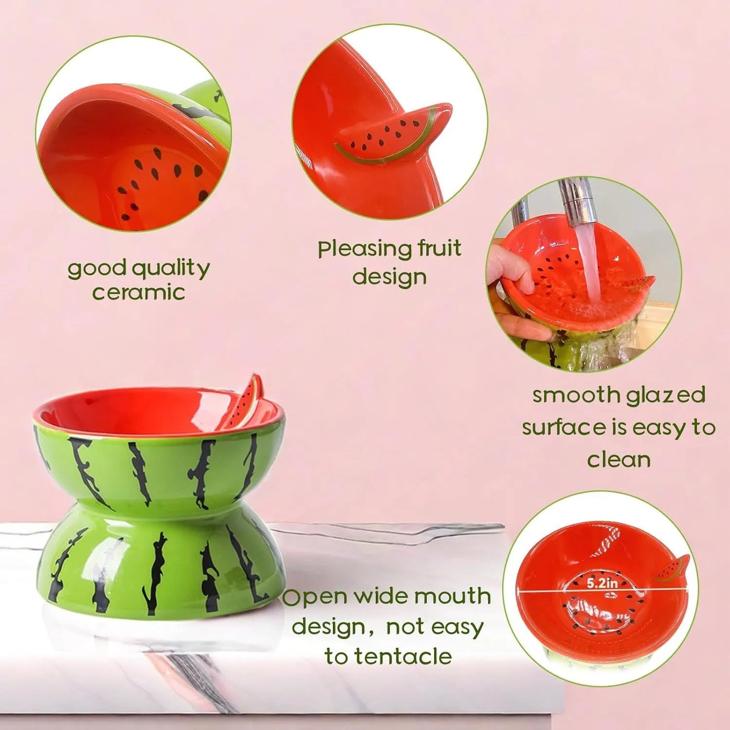 Ceramic elevated cat bowl in orange colour with tilted wide dish design.