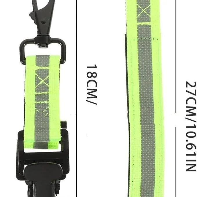 Fluorescent green universal fireman gloves safety clamp with metal buckle and reflective tape.