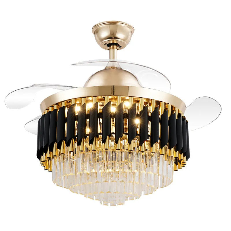 Crystal ceiling fan light with remote control in 42-inch and 48-inch size options