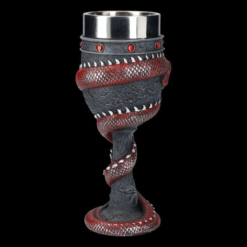 Personalised Chinese dragon 3D design red wine glass with stainless steel and resin construction