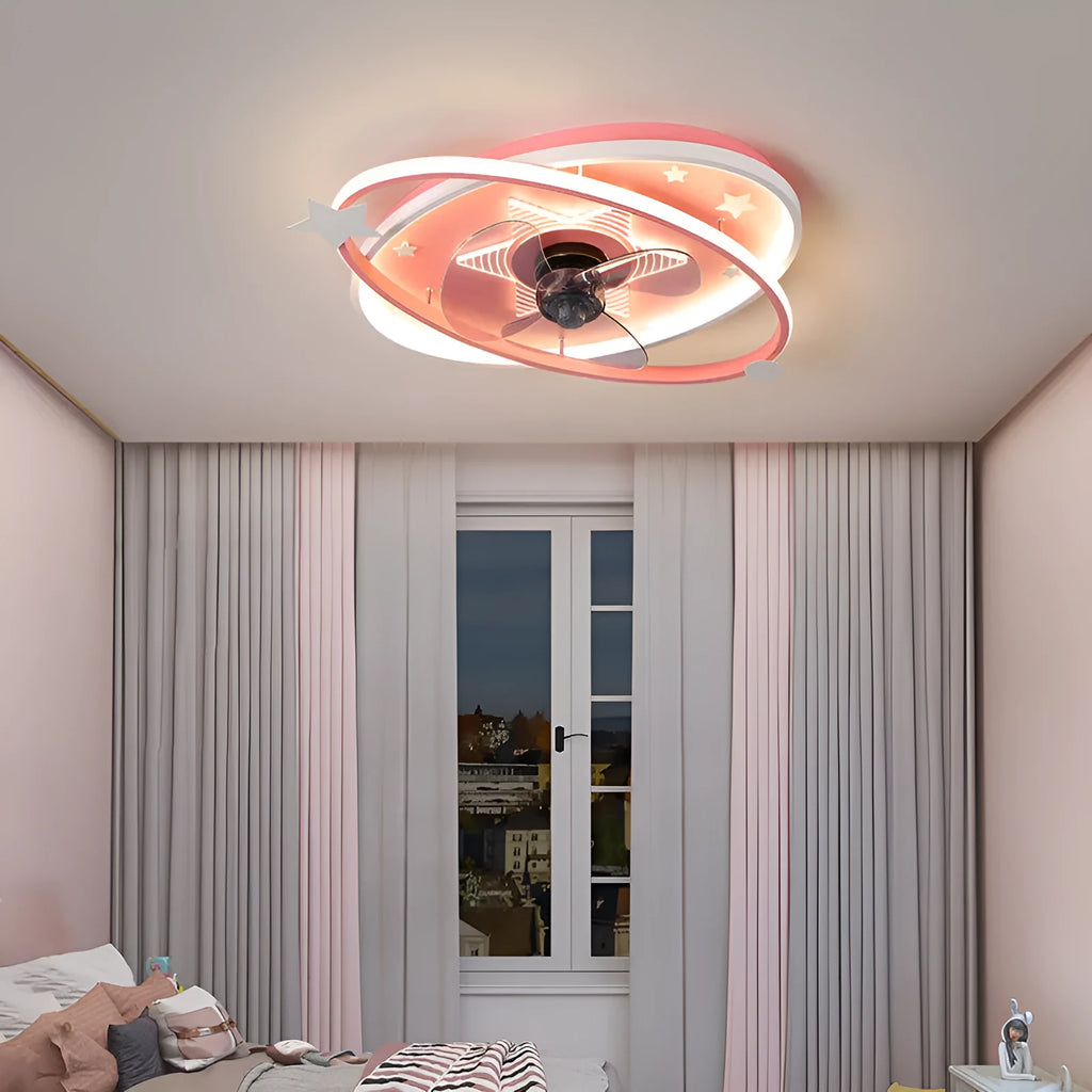 Modern blue children's bedroom chandelier with remote control and acrylic shade
