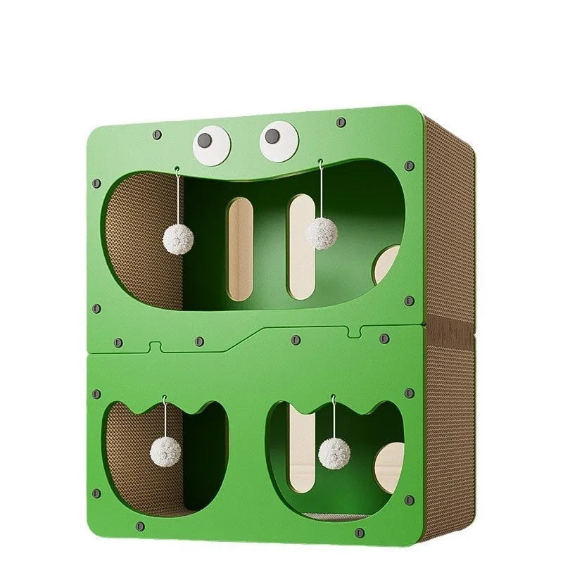 Double layer cat scratching board and nest in cute big eyes design with scratching surface and resting area